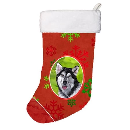 Alaskan Malamute Red Snowflakes Holiday Christmas Christmas Stocking