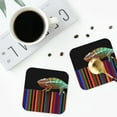 thumbnail image 4 of Honeii Chameleon Panther On Colored Pencils Print Leather Coaster Set of 4, Ideal for Safeguarding Your Furniture from Drinks Spills and Effortless Cleanup-Square, 4 of 6
