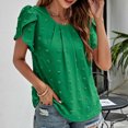 thumbnail image 3 of Blouses à Manches Courtes pour Femmes Mode Manches Courtes Col Rond Couleur Unie Hauts Amples Blouse Pull Tricoté Hauts à Manches Courtes Blouse à Manches Courtes pour Femmes, 3 of 9