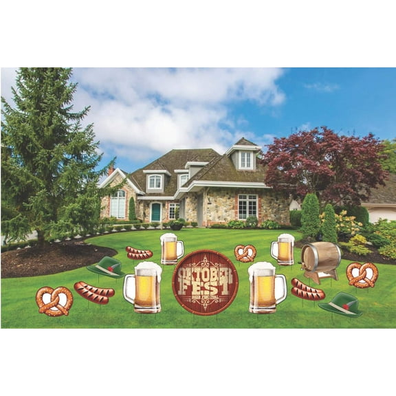 Oktoberfest Yard Decorations Set, Octoberfest Party Display, 14 Piece Display