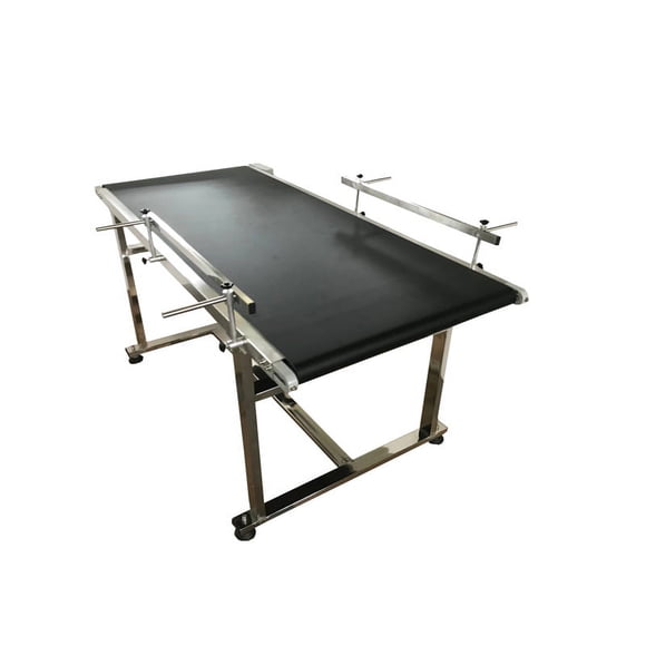 PVC Belt Conveyor With Double Guardrails Adjustable Speed Conveyor 59"*23.6" 110V