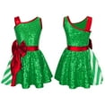 thumbnail image 5 of YiZYiF Kids Girls Sequins Striped Tutu Dress Christmas Dance Costume Figure Skating Dresses Green-A 10, 5 of 6