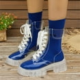 thumbnail image 2 of QHFBli Bottines Courtes pour Femmes, Plateforme Surélevée avec Talon Transparent, Mode Lacets, Bottines en Gelée d'Hiver, 2 of 8