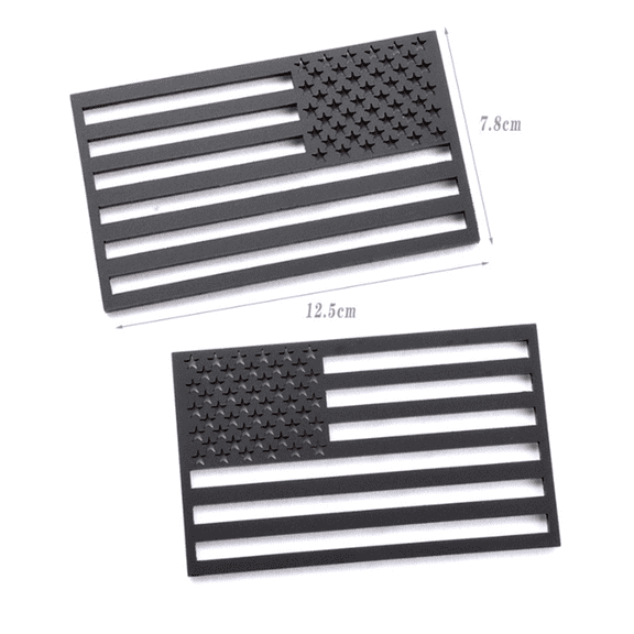 1 Set American US Flag Logo Black Acrylic Plastic Stickers For Car Truck Fender Door Side Left and Right Sticker Badge Decal 125x78mm