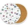 thumbnail image 2 of Coolnut Doodle Stars Coasters for Drinks Set of 4, Absorbent Ceramic Drink Coaster with Cork Base for Wooden Coffee Table, Cool Housewarming Gift for Home Decor Gifts, 2 of 6