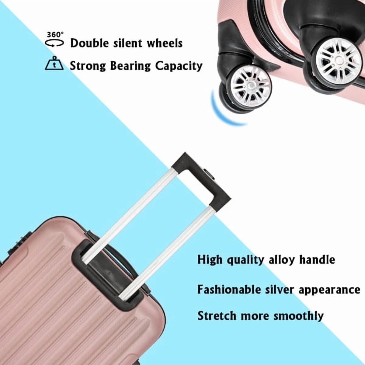 Alvantor 3-in-1 Large Capacity Travel Suitcase Set, Durable ABS+PC Hardshell Luggage with Wheels, Pink (20"|24"|28")