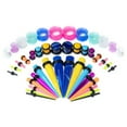 thumbnail image 3 of Assorted Acrylic Ear Stretchers Kit | 50 Piece Color Mix Tapers & Plugs Set | 2G 12MM Gauge Sizes | Lightweight Body Jewelry, 3 of 6