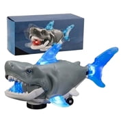 Battery Operated Light Up Blue Shark Toy with Moving Parts, Kids Electronic Animal Toy with Music and Lights