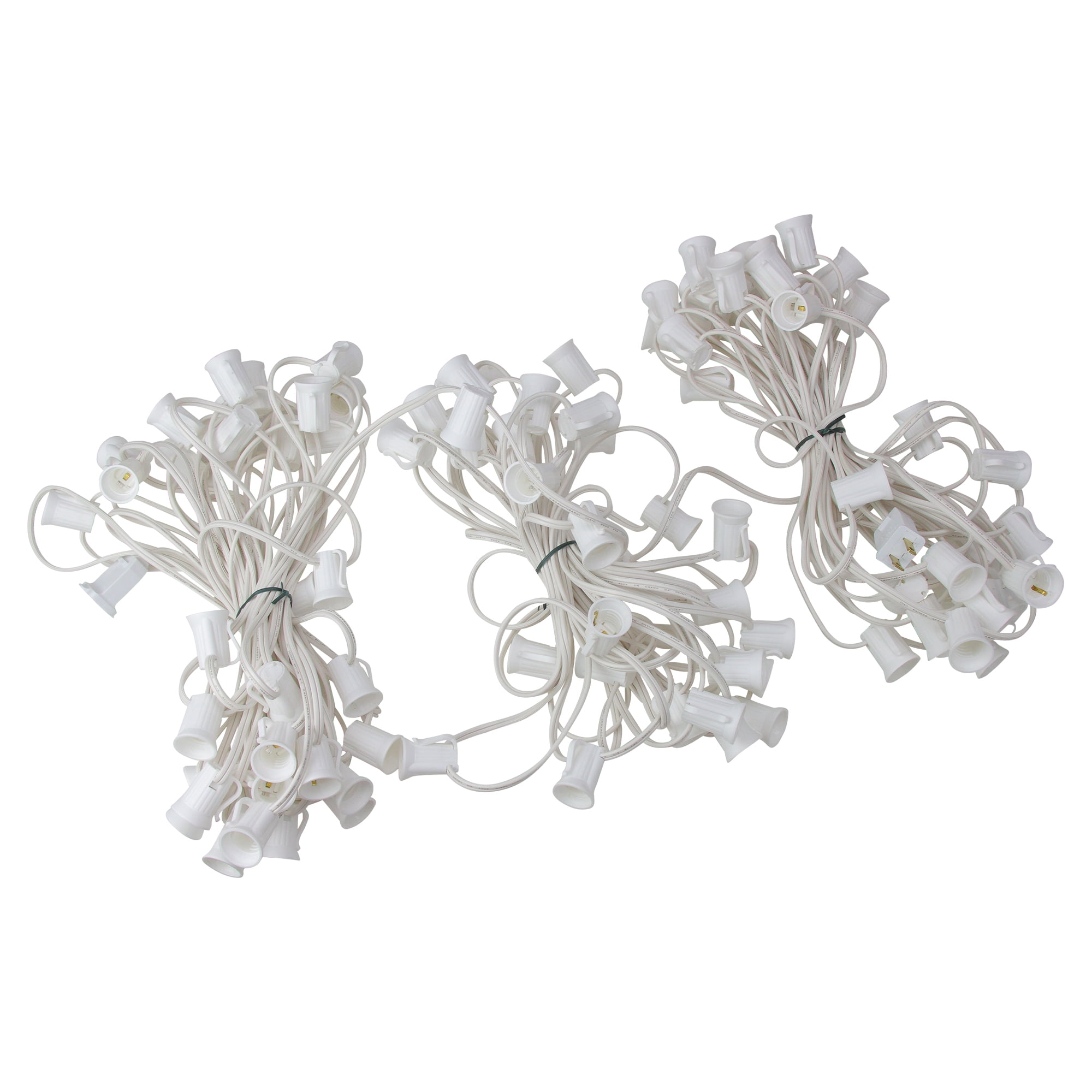100' White Commercial C9 Christmas Light Socket Set
