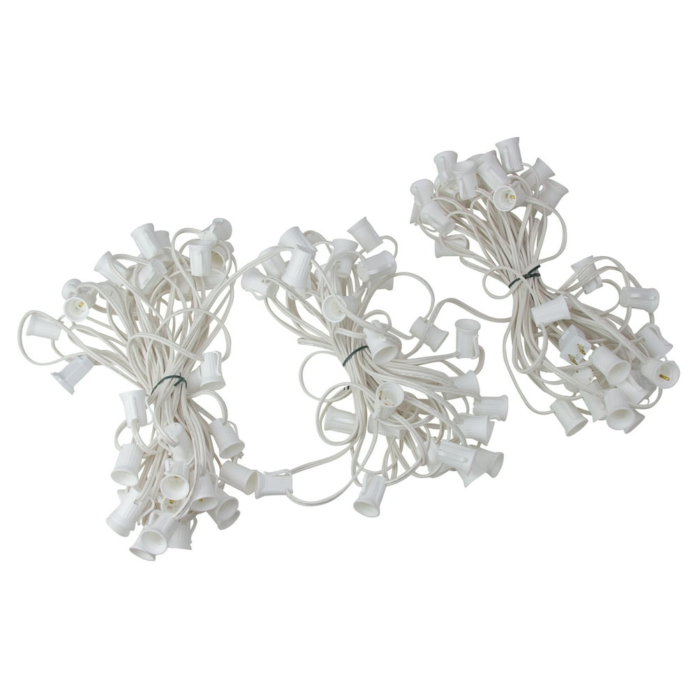 100' White Commercial C9 Christmas Light Socket Set