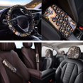 thumbnail image 4 of KUIFORTI Hippie Flowers Auto Seat Covers Set 14 Pcs with Auto Center Console Armrest Pad Steering Wheel Cover Car Seat Belt Pad Cover Car Headrest Covers for Most Cars, 4 of 6