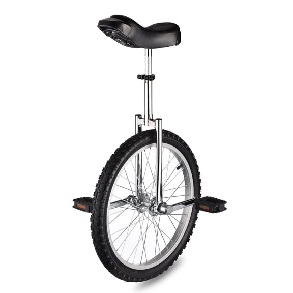 20 Inch Silver Unicycle Adjustable Height Leakproof Mountain Tire Cycling Sports