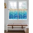 thumbnail image 2 of Teal Blue Ombre 2 Panel Kitchen Curtains for Small Windows, Summer Beach Abstract Ocean Wave Bathroom Tier Curtain, Short Window Treatment for Bedroom/Living Room 55"x36", 2 of 6