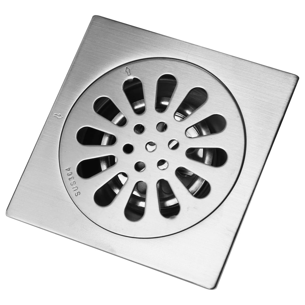Floor Drain Shower,Bathroom Floor Shower Drain,Tile Insert,Stainless Steel Shower Floor Drain with Removable Cover,Rectangular Drain,Waste Drain Cover,Silver-20×20cm