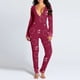thumbnail image 4 of Mono con botones para mujer, traje con estampado de amor de Navidad, mono funcional abotonado para adultos, Pijama largo de Navidad, 4 of 4
