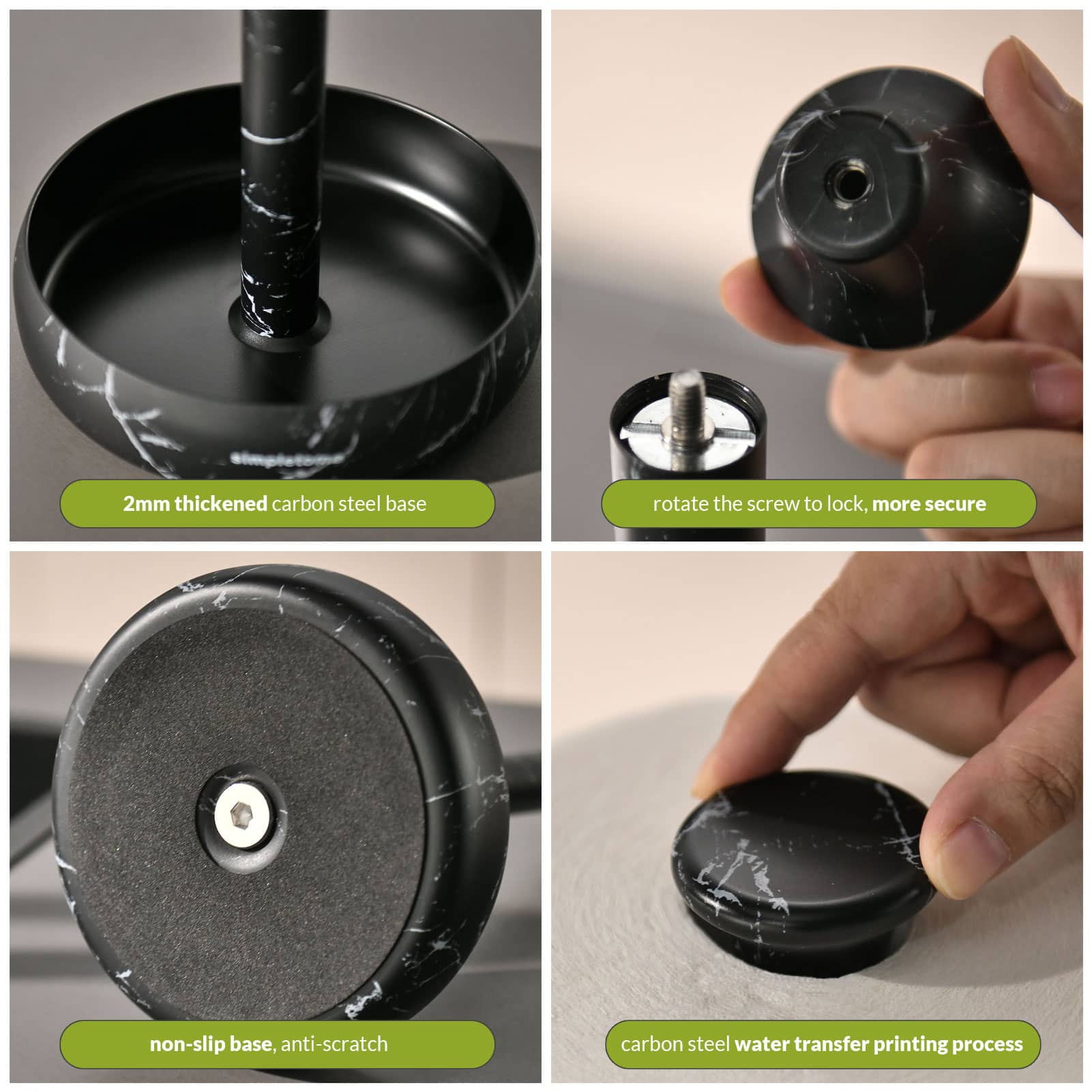 simpletome Paper Towel Holder Countertop ONE HAND Tear Keep It Rolled Up Weighted Base
