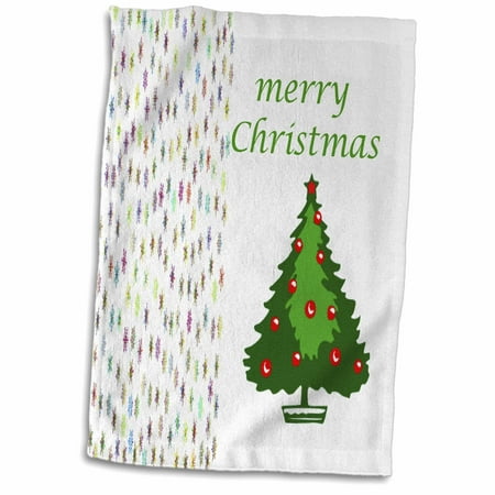 3dRose Image of Colored Snowflakes And Xmas Tree Say Merry Christmas - Towel, 15 by (Best Way To Say Merry Christmas)