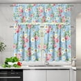 thumbnail image 5 of Pink Rose Kitchen Curtains and Valances Set Daisy Rod Pocket Tier Curtains 3-Piece House Decor Curtains for Living Room Bedroom Bathroom Easy to Install Kitchen Valance Curtains, 5 of 6