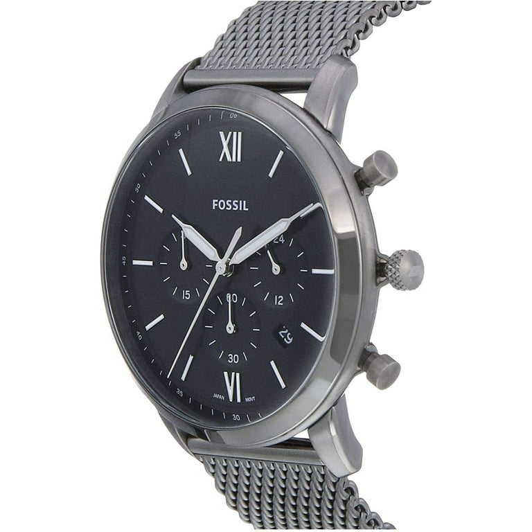 Fossil Men's Neutra Chronograph Smoke Stainless Steel Mesh Watch FS5699