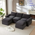 thumbnail image 5 of Miniyam 80" * 39" * 35.43" Modern Corduroy Cloud Sofa, 2 Seats Modular Couch with Deep Seat Can be Freely Combined, Dark Gray, 5 of 15