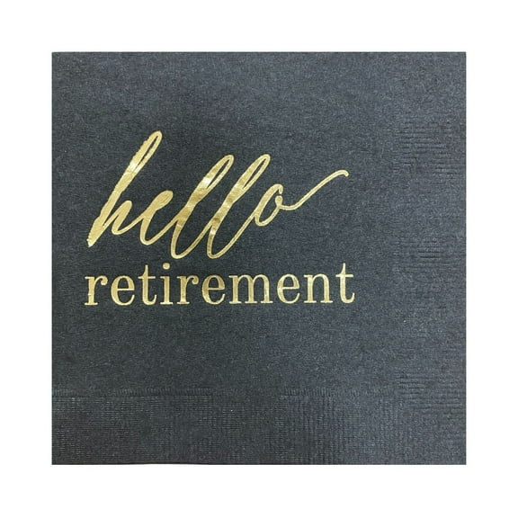Paper Frenzy Hello Retirement Black Cocktail Party Napkins - 25 pack