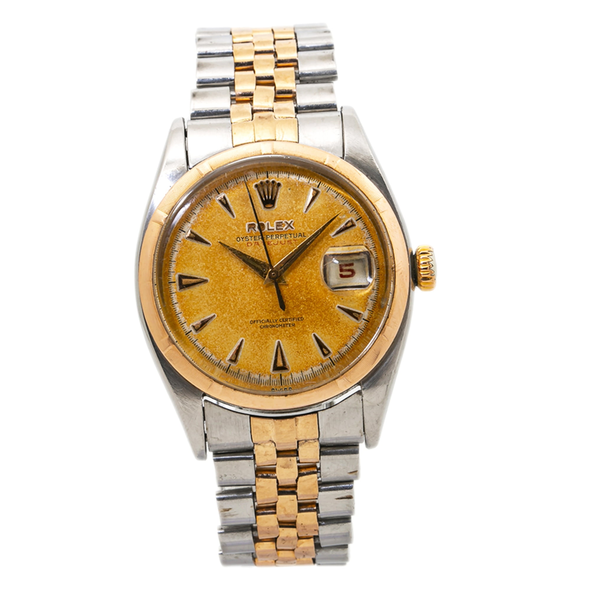 Rolex Datejust 6305 Vintage Rare 18K Rose Gold TwoTone Automatic Men Watch  36mm