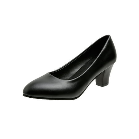 

Daeful Womens Pumps Comfort Dress Shoe Slip On Pump Shoes Lightweight Anti-skid Loafers Party Block Heels Black 6cm 5