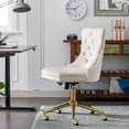 thumbnail image 3 of Swivel Office Chair, Velvet Velvet Vanity Chair, Modern Button-tufted Accent Chair, Height Adjustable Task Chair, Comfort Upholstered Chair with Soft Back, for Home, Office, Study, Beige, D5791, 3 of 10
