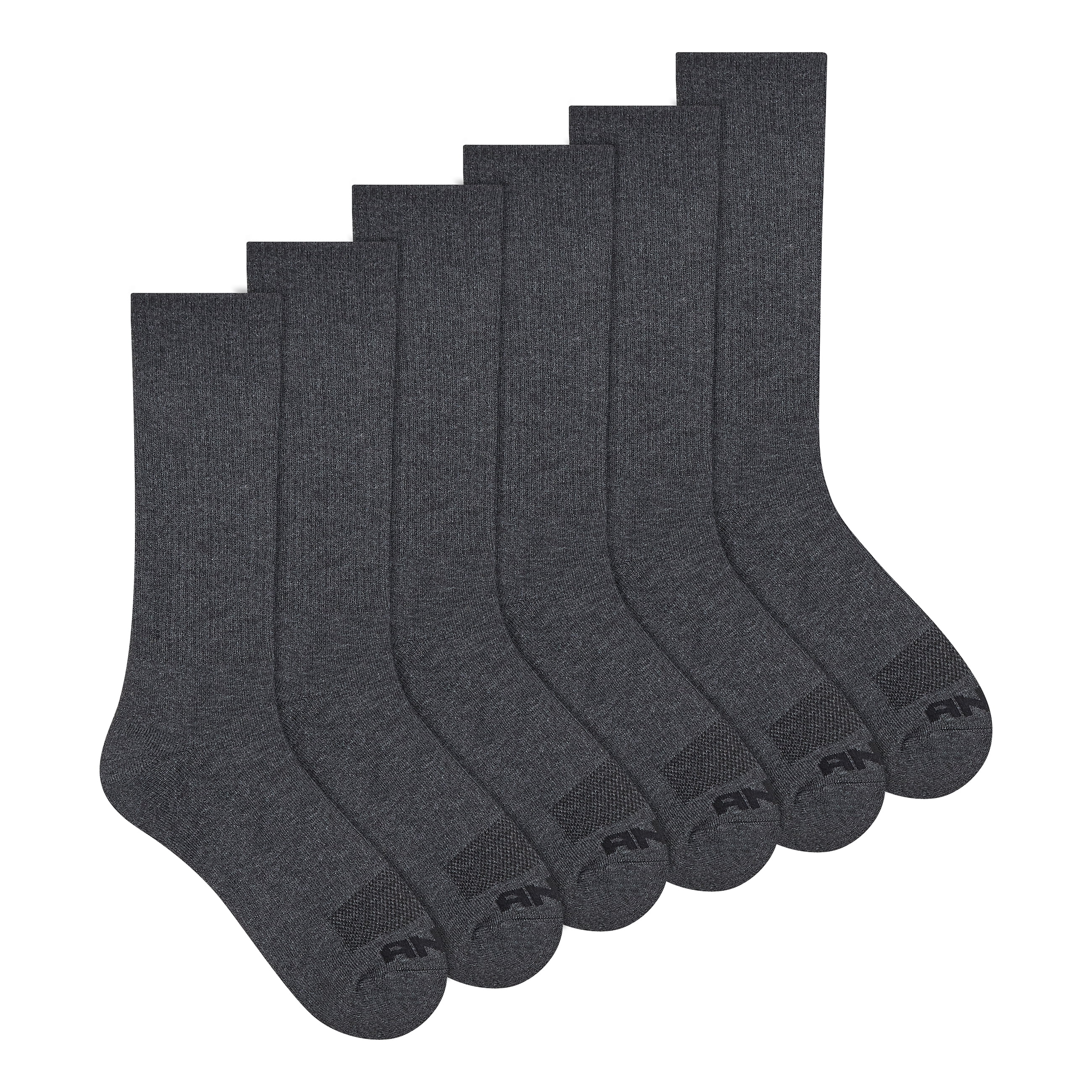AND1 Men's Socks, Performance Cushion Crew Socks, 6-Pack