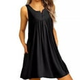 thumbnail image 1 of Vestido tipo túnica informal de verano para mujer, sin mangas, holgado, para playa, sexy, con escote en V y hombros descubiertos, para fiesta, 1 of 5