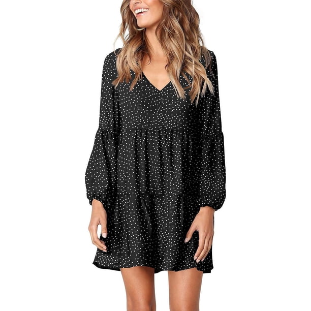 Vestido túnica de verano para mujer, escote en V, vestidos casuales fluidos y holgados