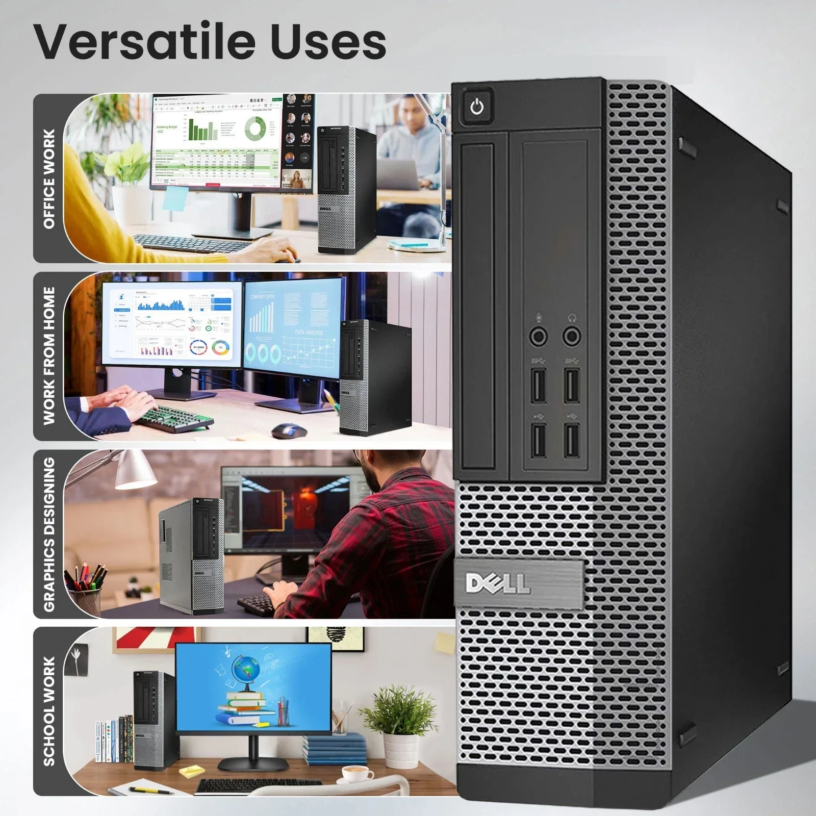 Restored Dell OptiPlex SFF Desktop Computer PC Intel i5 Quad-Core Processor, 8GB Ram, 500GB HDD, 22 inch LED Screen, WiFi, Keyboard & Mouse, Windows 11 Pro (Refurbished)