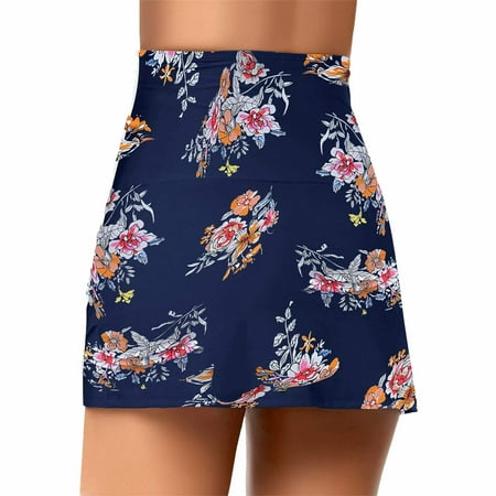 LEEy-world Womens Swim Shorts With Liner Women s Bikini Bottoms High Cut Swimsuit Bottom Solid Color Mid Waist Swim Bottoms Swim Suit High Waist Bottoms Navy M