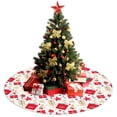 thumbnail image 3 of 48 Inch Christmas Tree Skirt – Velvet Plush Tree Mat, Soft Thickened Polyester with Red Ties, Single-Sided Printing, Available in 30in/36in/48in, Perfect for Holiday Xmas Tree Decoration, 3 of 7
