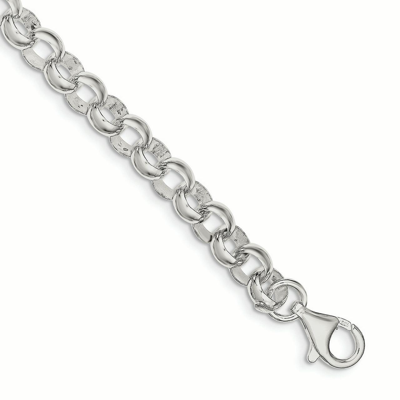 .925 Sterling Silver Rolo Link Charm Bracelet
