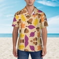 thumbnail image 4 of Bixox Men's Hawaiian Shirts Men's Acorn Autumn Fall Leaf Leaves Print Short-Sleeve Shirt-X-Large, 4 of 8