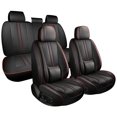 thumbnail image 2 of Car Seat Covers Full Set Fit for Honda Pilot 2003-2026, Faux Leather Waterproof Breathable Anti‑Slip Seat Protectors with Lumbar Support, Black&Red, 2 of 7
