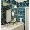 thumbnail image 2 of S4Sassy Self-Stick Decorative Boho Wallpaper, Handblock Striped Wall Paper, Textured Vinyl Waterproof Contact Paper, Teal, 25"X240" Removable Renter Wall Covering For Bedroom, Dining Room, 2 of 7