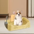 thumbnail image 1 of Inodoro interior para perros a prueba de salpicaduras, inodoro para mascotas, reutilizable, soporte para almohadilla para orinar para perros pequeños amarillo, 1 of 10