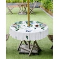 thumbnail image 4 of nqOlkjepod Blue Floral Spring Outdoor Tablecloth with Umbrella Hole & Zipper, Summer Pastoral Botanical Watercolor Round Table Cover 54 Inch, Dining Waterproof Table Cloth Protector for Patio/Party, 4 of 7