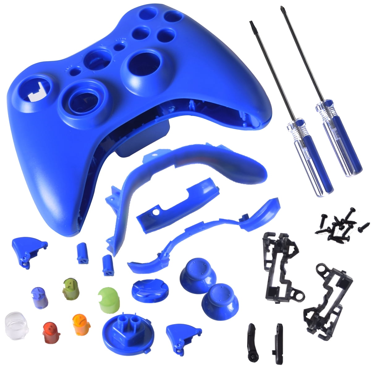 Blue Replacement Kit Xbox 360 Controller Shell + Button Parts with
