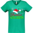 thumbnail image 3 of Inktastic Auntie Claus with Christmas Santa Hat and Snowflakes Women's V-Neck T-Shirt, 3 of 5
