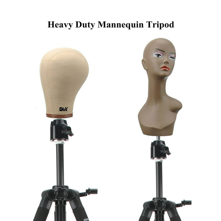 GEX Multifunction Mannequin Tripod + GEX 23 Canvas Cork Wig Block  Mannequin Head Set Bundle