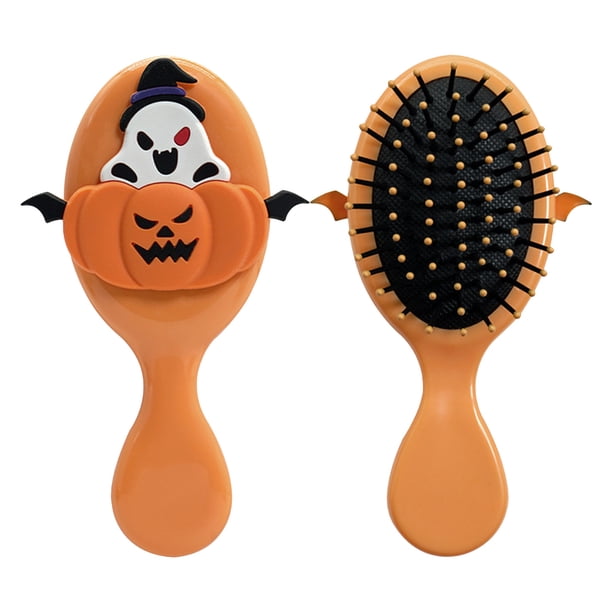 Fiudx Ofertas relampago Cepillo de masaje de Halloween Cepillo desenredante Halloween Cepillo de aire con cojín de aire de calabaza y fantasma con alas - Peine de masaje para cuero cabelludo Cepillo
