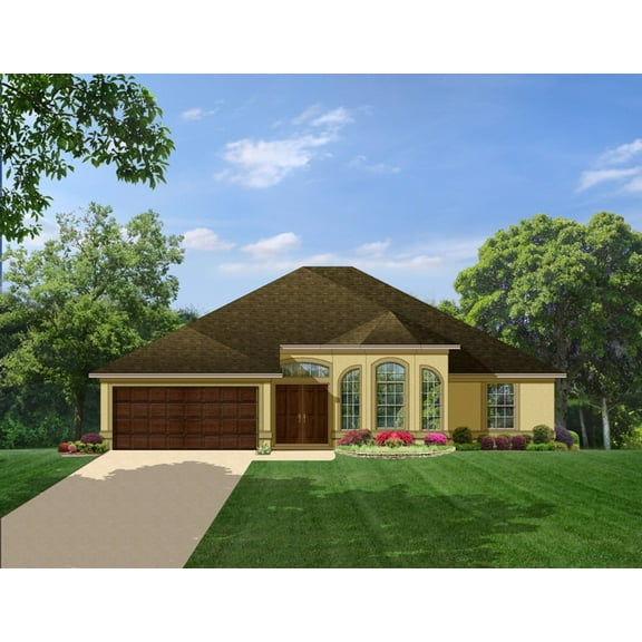 556-1850: Colonial Mediterranean 3 Bed, 2 Bath Luxury Home Plan, 1850 Sq Ft: Full Blueprints with License to Build by Home Plan Marketplace - Lesuto