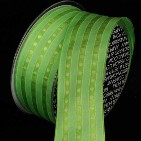The Ribbon People Green Stipe Wired Craft Ribbon 1.5" x 27 Yards
