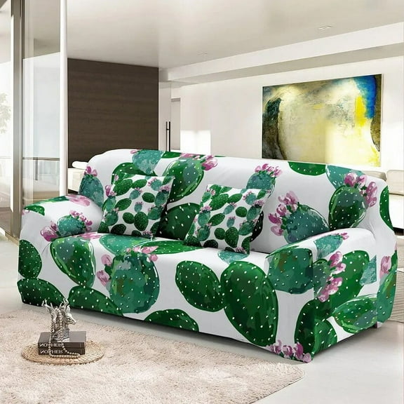 1/2/3/4 Seater L Shape Stretch Couch Cover Cactus Combination Sofa Covers For Living Room Slip-Resistant Slipcover