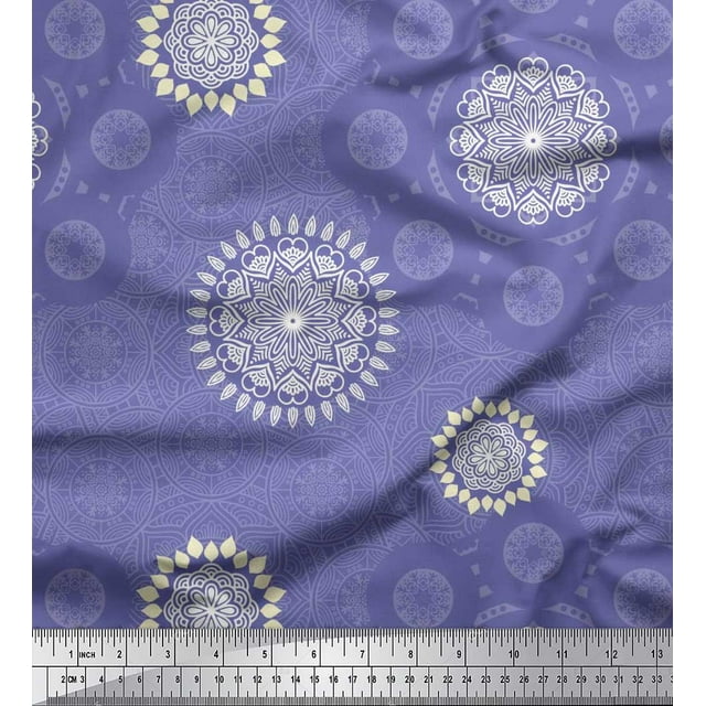 Soimoi Moss Georgette Fabric Mandala Ethnic Print Sewing Fabric Yard 42 Inch Wide