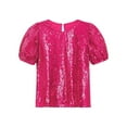 thumbnail image 5 of Doomiva Girls Disco Party Glitter Tops Sequin T-Shirts Hip Hop Jazz Dance Blouse Birthday Performance Cos tume Hot Pink 10, 5 of 7
