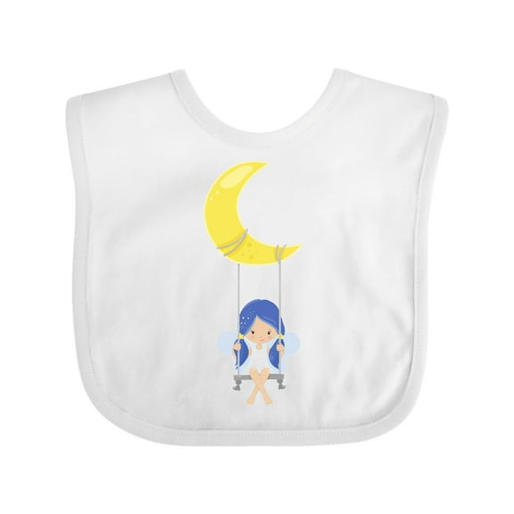 Inktastic Cute Fairy, Fairy On The Moon, Fairy On A Swing Girls Baby Bib